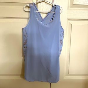 NWOT Kids Ivivva lavender cross back tank with gold leaf detail